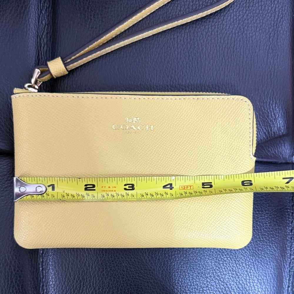 Coach Soft Yellow and Gold Logo Wristlet Clutch - Picture 9 of 16